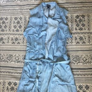 Lightweight denim chambray waistcoat/trench